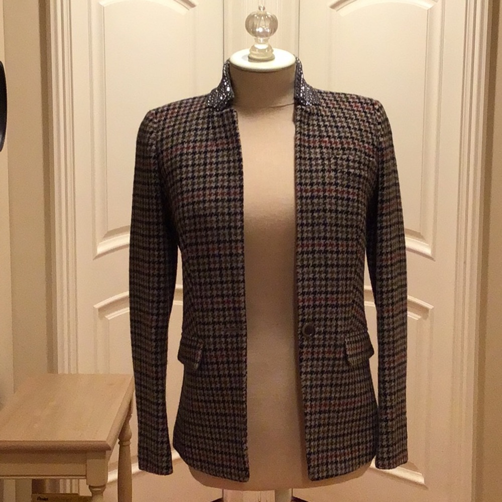 NWOT J Crew rhinestone-collared wool tweed jacket